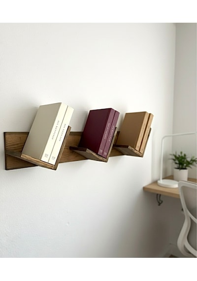 Doğal Ahşap Kitaplık, Dekoratif Tasarım Ahşap Vintage Kitaplık Koyu Meşe