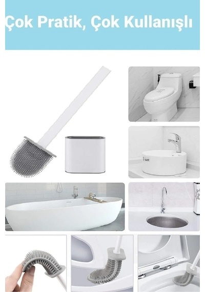 Beyaz Renk Silikon Tuvalet Fırçası / Bükülebilir Pratik Silikon Wc Klozet Fırçası