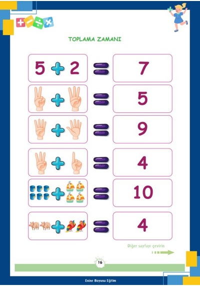 Çocuklar İçin Matematik Yaz-sil Kitabı Cırt Cırtlı