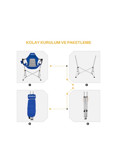 Kingcamp Orchid Salıncaklı Katlanır Kamp Sandalyesi Blue/grey Gri - Mavi