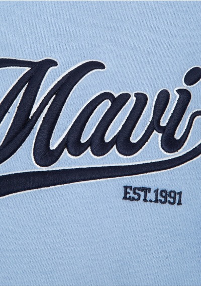 Logo Baskılı Sweatshırt Puslu Mavi