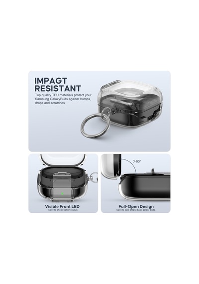 Samsung Galaxy Buds 4 Pro / Buds 4 İle Uyumlu Kılıf Standlı Kilitli Tpu Premium Matte Trip Case Şeffaf