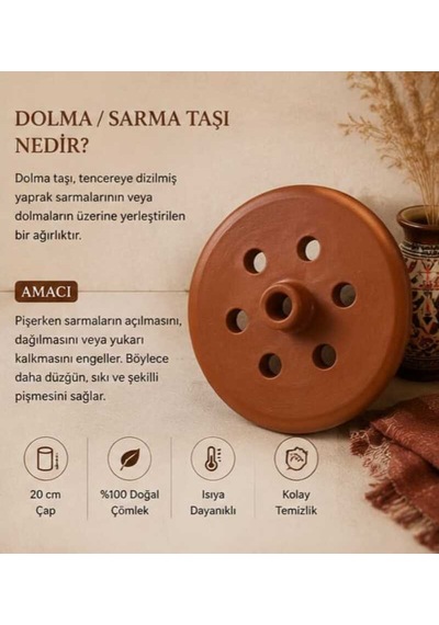 Kapadokya Çömlek Dolma Sarma Taşı 21 Cm