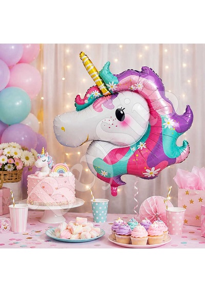 Unicorn Folyo Balon Çok Renkli