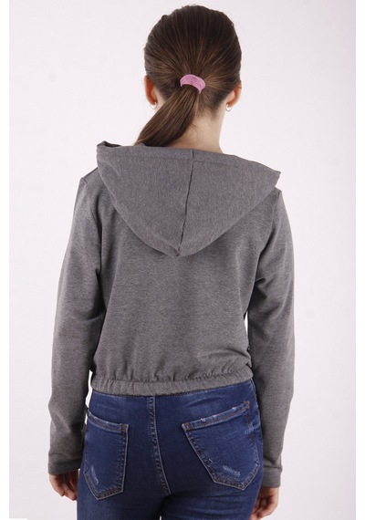 Toontoy Kız Çocuk Female Power Baskılı Sweatshirt Antrasit Melanj