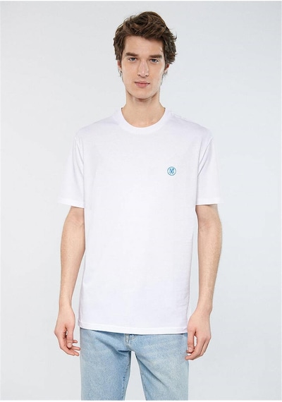 Mavi Logo Nakışlı Beyaz Tişört Loose Fit / Bol Rahat Kesim 067074-620 Beyaz