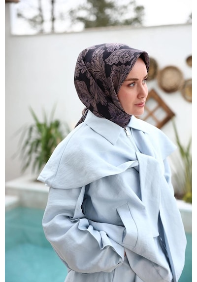 Silk Home Twill İpek Eşarp - 11468-32 Lacivert Mor
