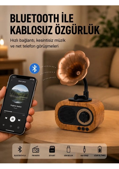 Northcity Mini Nostaljik Bluetooth Hoparlör Fm Radyo - Yeni Nesil