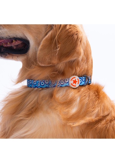 Charm Nazar Boncuğu Desenli Köpek Boyun Tasması Ayarlanabilir Köpek Tasması S Mavi