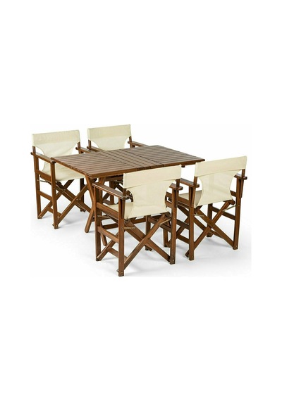 Motoryagmarket Rejisör Bahçe-Balkon Seti: 80 x 120 CM Masa + 4 Katlanır Sandalye Ceviz Motoryagmarket Rejisör Bahçe-Balkon Seti: 80 x 120 CM Masa + 4 Katlanır Sandalye Ceviz