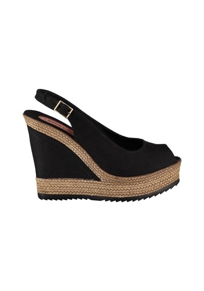 Fox Shoes Siyah Kadın Dolgu Topuklu Ayakkabı 9674070805
