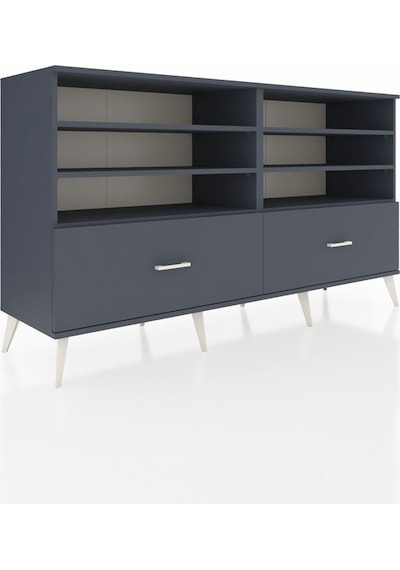 Hyperion Konsol 6 Raflı 2 Çekmeceli 176x44x99 Antrasit-antrasit Antrasit-antrasit
