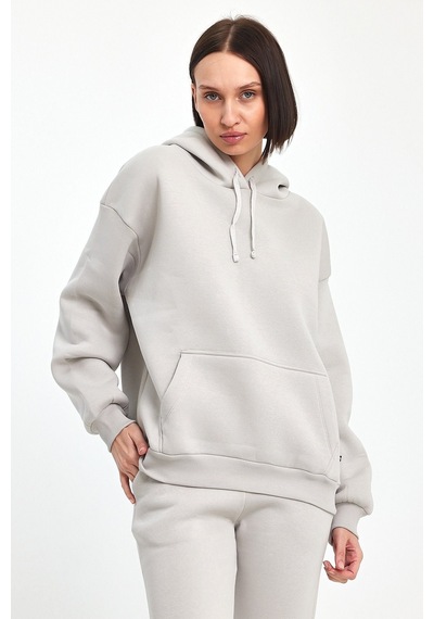 Odda Kadın Kapüşonlu Şardonlu Sweatshirt Gri