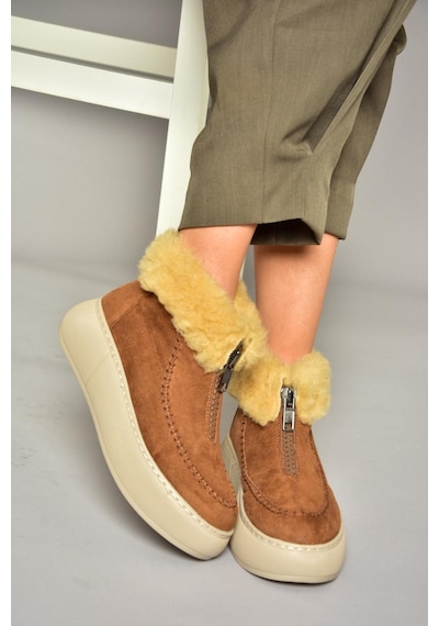 Fox Shoes T811231102 Taba Süet Kadın Bot Taba-Süet Taba
