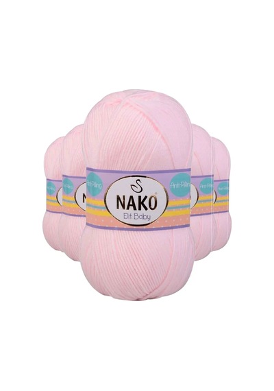 Tedar 5 Adet Elite Baby El Örgü İpi Tüylenmeyen Bebek Yünü Soft Pembe 2892 Najmaddin (No:1) 8.5Cm X 10.5 Cm