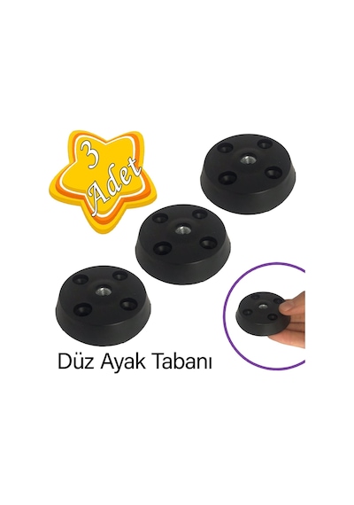 3 Adet Düz Ayak Tabanı Siyah Mobilya Masa Sehpa Ayağı Bağlantı Aparatı Plastik