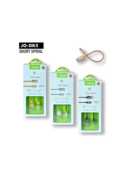 Jopus JO-DK5 Short Spiral Micro Data Ve Şarj Kablosu Gümüş