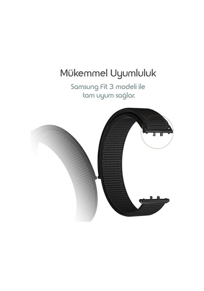 Samsung Galaxy Fit 3 İle Uyumlu Hasırlı Kumaş Kordon Terleme Yapmayan Cildi Tahriş Etmeyen Nefes Alabilir Yapılı