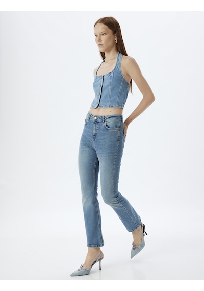 Koton İspanyol Paça Kot Pantolon Skinny Fit Düğmeli Pamuklu - Kick Flare Jean Açık İndigo 4sal40067md Açık İndigo Koton İspanyol Paça Kot Pantolon Skinny Fit Düğmeli Pamuklu - Kick Flare Jean Açık İndigo 4sal40067md Açık İndigo