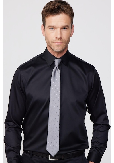 Tudors Klasik Fit Non Iron Siyah Erkek Gömlek-29755-siyah Siyah