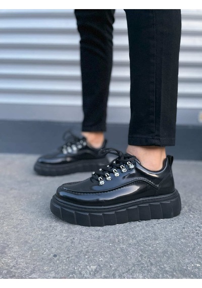 Dmr Elegance Jy010 Cloud Bağcıklı Rugan Erkek Günlük Sneaker Ayakkabı Rst - Siyah