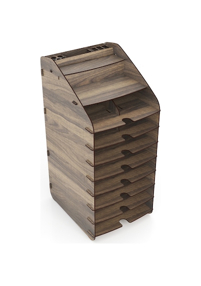 Design Otto Tower Masaüstü Organizer 10 Kat A4 Evrak Rafı 6 Renk Ceviz