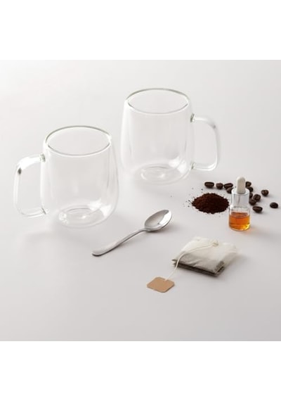 Ayrex Deconox 2'li Çift Cidarlı Cam Fincan Seti - 100 Ml Isıya Dayanıklı Espresso Ve Türk Kahvesi Bardağı - El Y Diğer