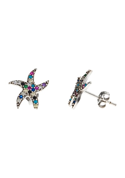 Tesbihane Multicolor Zirkon Taşlı Deniz Yıldızı Tasarım 925 Ayar Gümüş Kadı