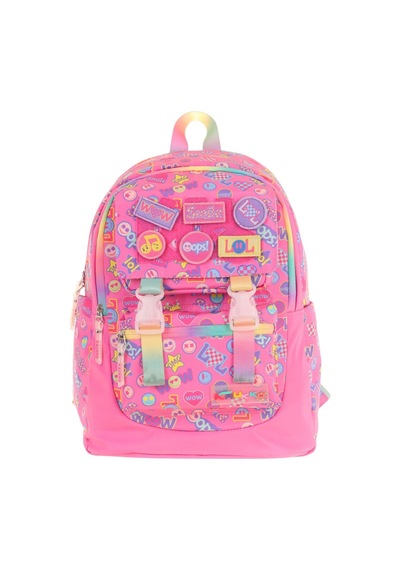 Kaukko Kids Kız Çocuk Armalı Yazı Desenli İlkokul Okul Sırt Çantası Dört Bölmeli - Pembe - L5237 Pembe