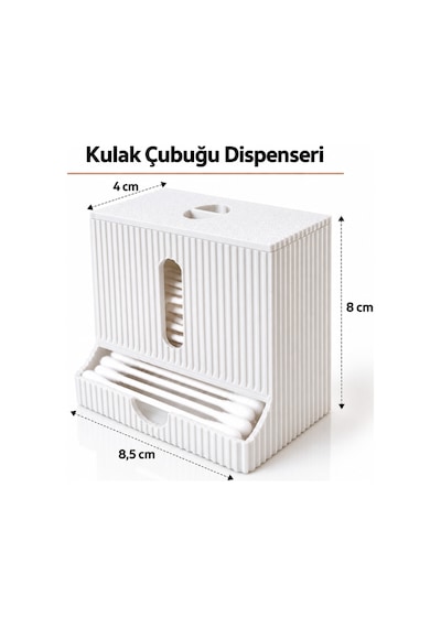 Modern Tasarım Kulak Çubuğu Dispenseri Kapaklı Banyo Makyaj Pamuk Düzenleyici Organizer - Beyaz Renkli