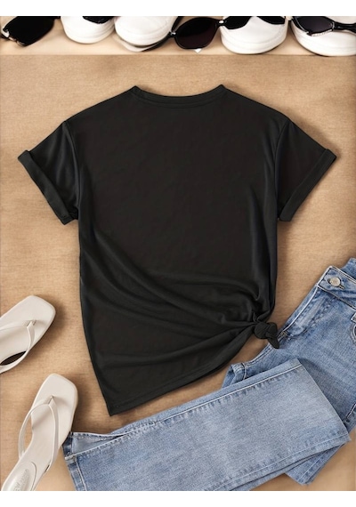 Unisex Brooklyn New York Baskılı Tasarım Tshirt Siyah