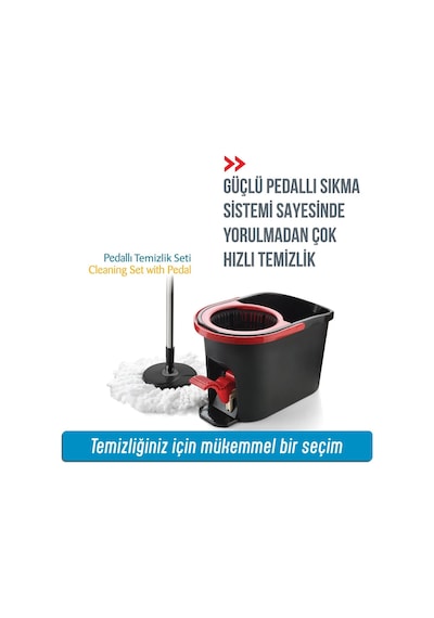 Grimorlife Ultra Güçlü Pedallı Döner Başlıklı Mop Temizlik Seti 16 Litre