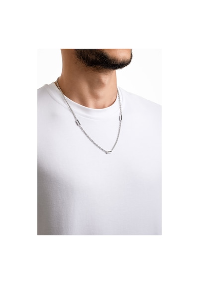 So Chic Zirkon Taş Detaylı Çelik Erkek Kolye Çelik