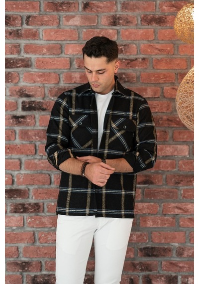 Oversize Ekoseli Çift Cep Erkek Oduncu Gömlek 001 Oversize Ekoseli Çift Cep Erkek Oduncu Gömlek 001