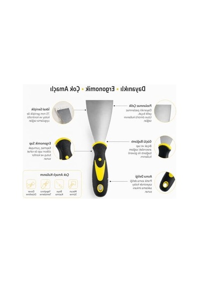 Paslanmaz Çelik İnşaat Spatulası, 75 Mm Genişlikte Plastik Sap İle 001 Siyah