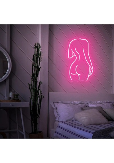 Kadın Figürlü Neon Tabela Pembe