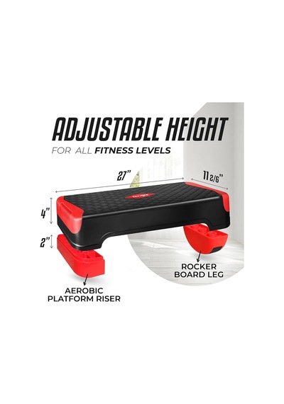2'si 1 Arada Ayarlanabilir Aerobik Adım Platformu Fitness Egzersiz Stepper, Ekstra Yarım Yuvarlak Bacaklı, Ev Egzersi