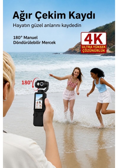 4k Vlog Kamera Wifi Bağlantılı 180 Dönebilen Lensli Dijital Video Kamera Stabil Çekim 2.0" Ips Ekran
