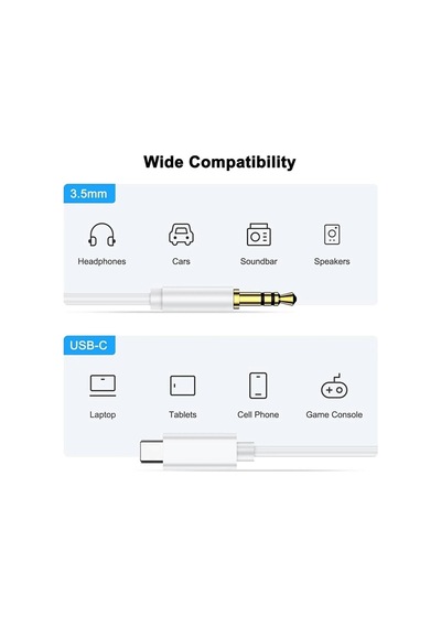 Type-c To 3.5 Mm Aux Audio Kablo Araç İçi Uyumlu Aux Kablosu Araç İçi Dönüştürücü