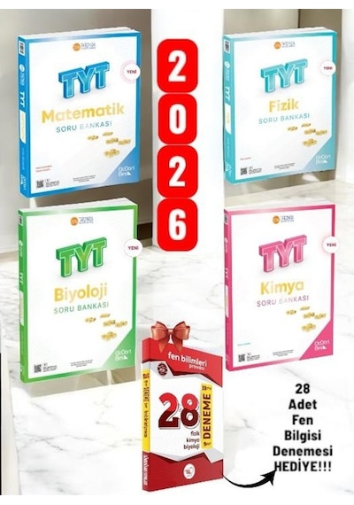 345-2026 Tyt Matematik-fizik-kimya-biyololoji Soru Bankası 4'lü Sayısal Fen Set Ve 28 Adet Deneme