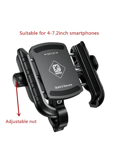 Kewig Kwg-m8sp-s-c Alüminyum Alaşım Motosiklet Telefon Tutucu Gidon Bağlantılı, Titreşim Korumalı Ve Güvenlik Kilitli 5.4 - 7.2 İnç Uyumlu Siyah