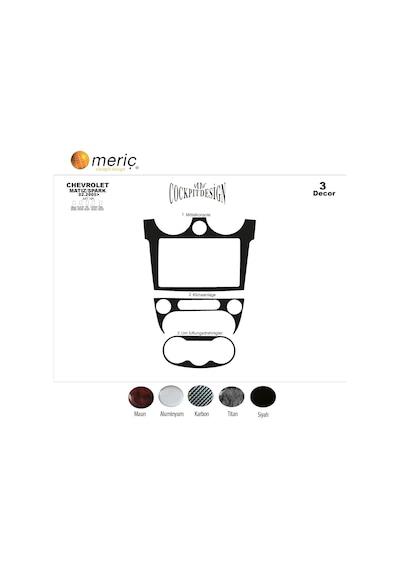 Meriç® Chevrolet Matiz Spark Ön Torpido Kaplama 3 Parça 2005-2009 (530156063)