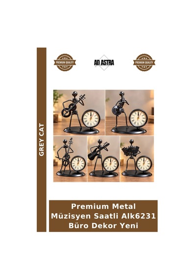 Premium Metal Müzisyen Saatli Alk6231 Büro Dekor Yeni Çok Renkli