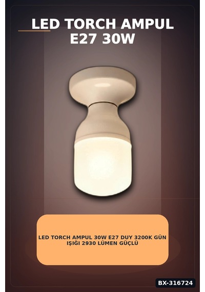 Led Torch Ampul 30w E27 Duy 3200k Gün Işığı 2930 Lümen Güçlü İç Mekan Aydınlatma Bx-316724 Standart