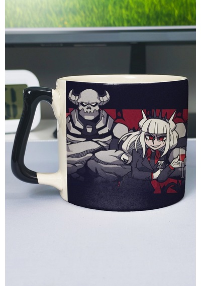 Helltaker Baskılı Seramik Lüks Kupa 1 Adet Özel Siyah Kulp Dalga Kulp V3d Çok Renkli