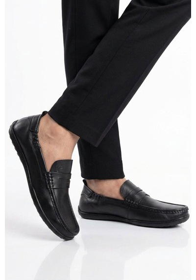 Voyager Erkek Hakiki Deri Loafer Mokasen Ayakkabı Hafızalı Taban Hafif Smart Casual Siyah M420 M