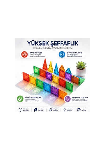 Mini Manyetik Bloklar - Seyahat Seti 72 Parça - Küçük Boy Manyetik