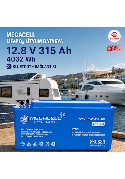 Megacell 12.8v 315 Ah Lityum Lifepo4 Batarya 5yıl Garanti