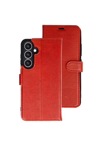 Samsung Galaxy Uyumlu A37 5g Kılıf Deri Deluxe Cüzdanlı Kapaklı Case Kırmızı