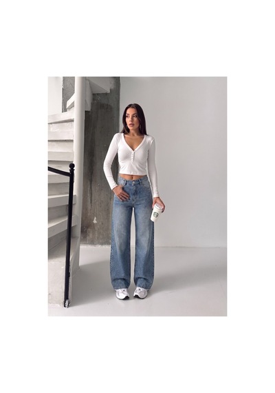 Bluemarlin Yeşil Tint Taşlı Bol Paça Tam Kalıp Denim Kot Pantolon Yeşil